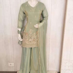sage-green-silk-kurti-palazzo-set-with-gold-zari-embroidery