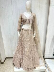 champagne gold sequin bridal lehenga choli