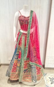 Multi-Color Patola Print Silk Lehenga Choli with Mirror Work (L)